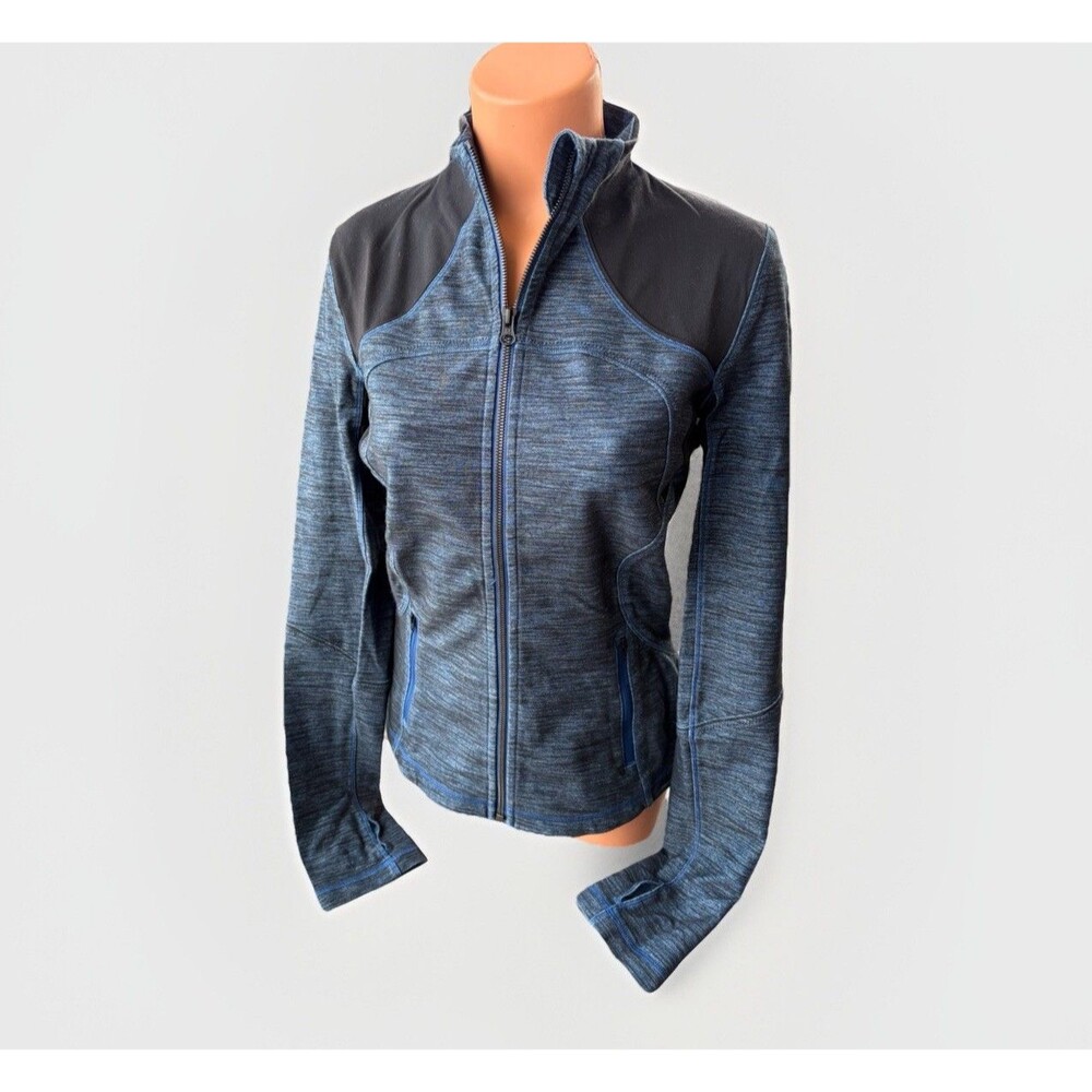 Lululemon Forme Jacket Size 8 Blue Black Panel Full Zip Pockets